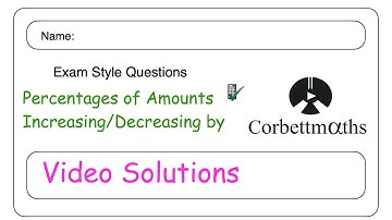 Percentages with a Calculator Answers - Corbettmaths