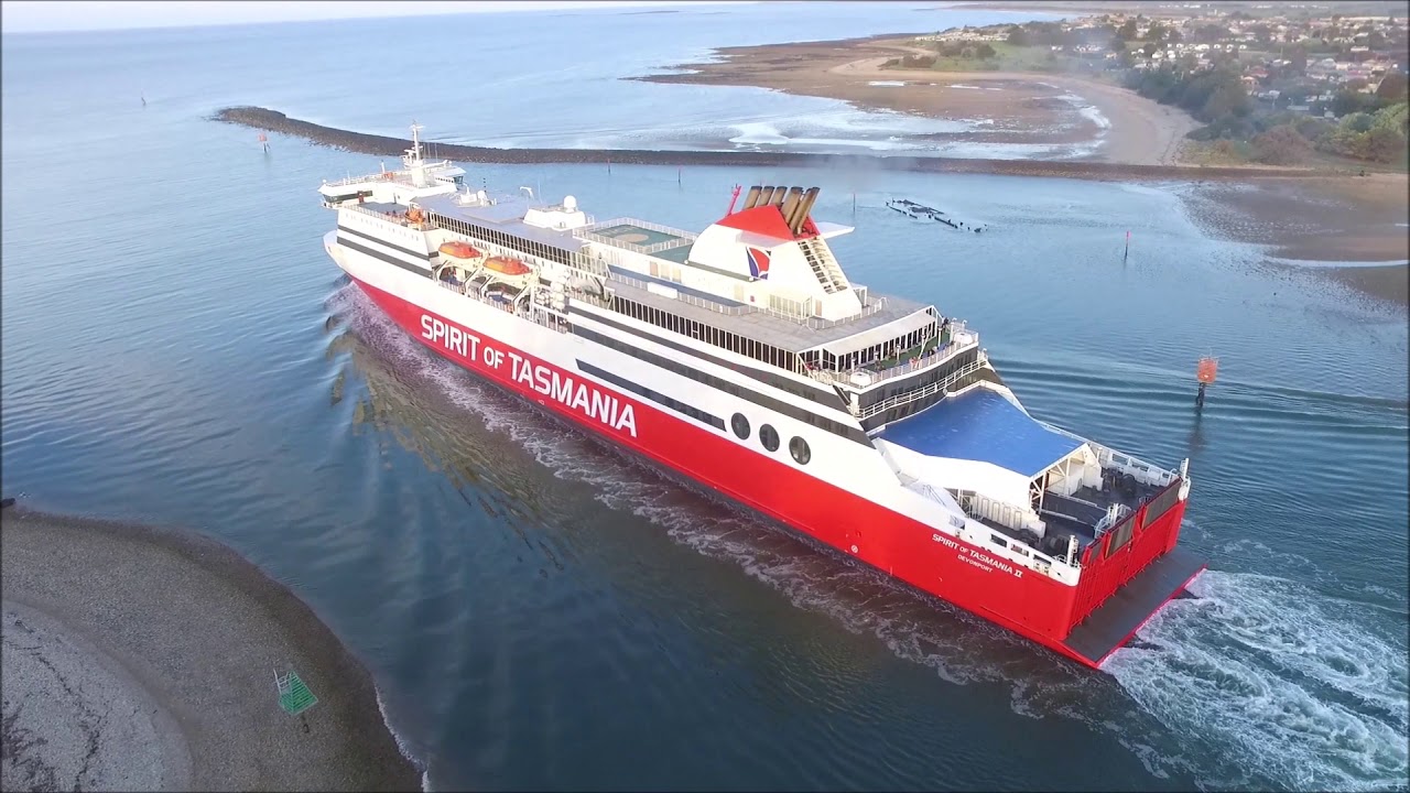 Spirit of Tasmania II departing Devonport, aerial view. YouTube
