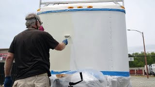 How to paint the outside portion of a Utility Trailer using a roller and Krylon paint