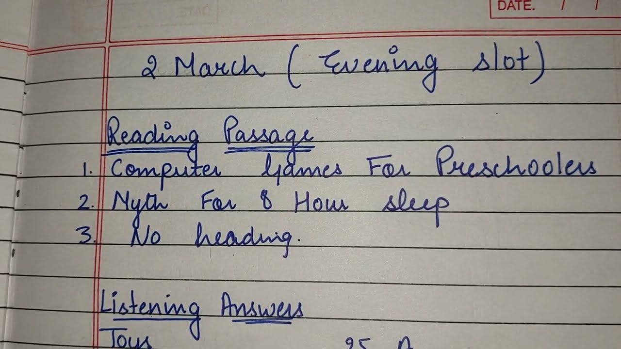 Reading/listening answers of 2 march ielts exam 