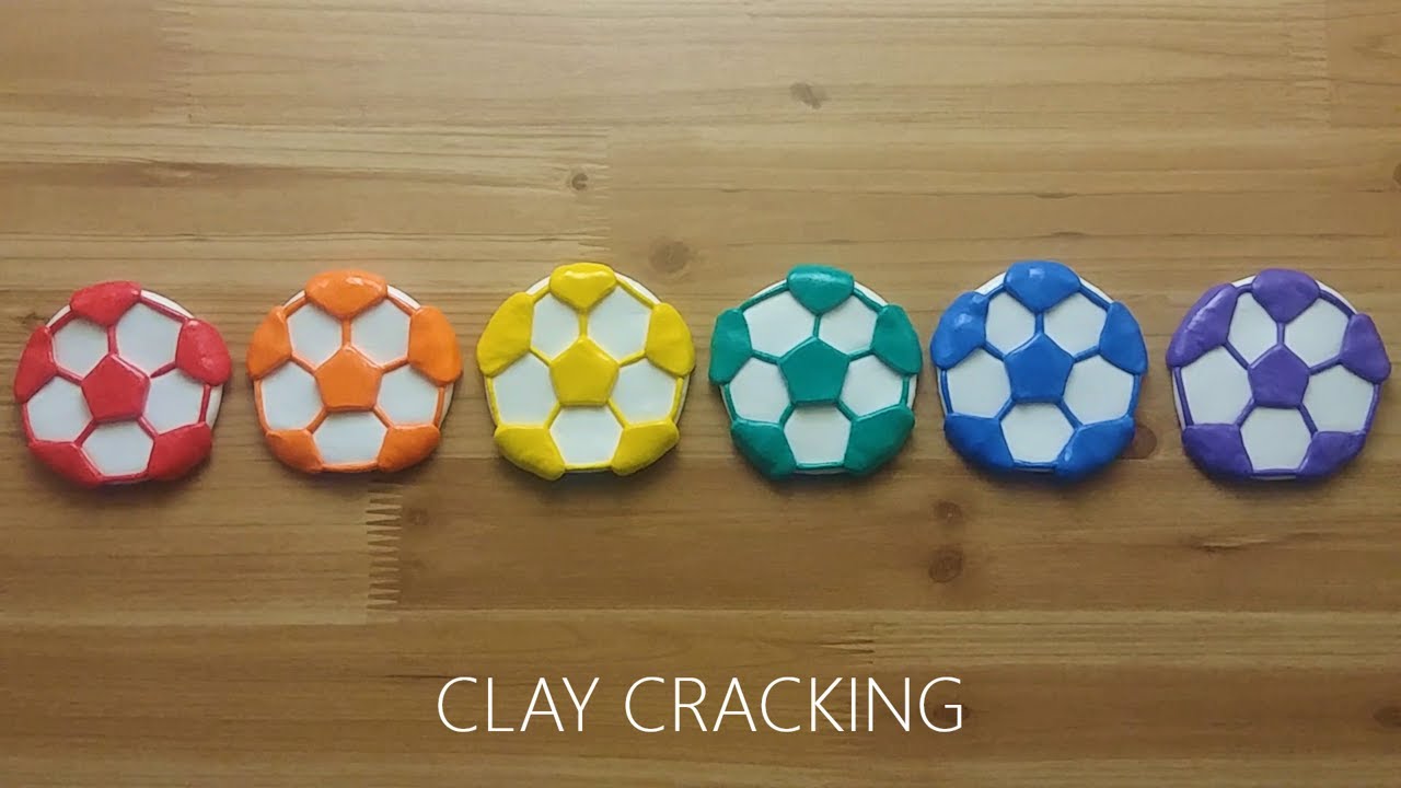 Rainbow soccer ball clay cracking 무지개 축구공 점토 부수기 YouTube