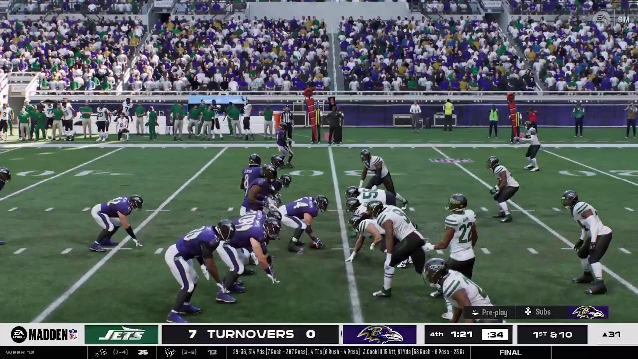 NFL Madden Ravens Vs Jets Season 1 Week 12