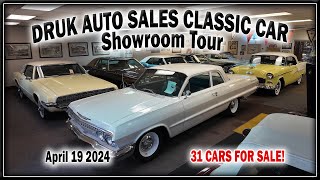 CLASSIC CARS FOR SALE LOT WALK  Druk Auto Sales Ramsey Minnesota April 19, 2024