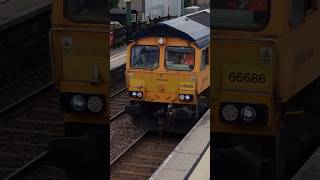 Happy 150th Birthday Settle and Carlisle Railway! 66686 flying through Settle Station! #class66