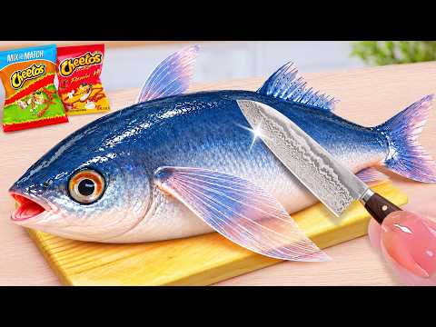 The Ocean Bird 🌊 Miniature Cheetos vs Takis Fried Flying Fish Nuggets 💞 Tina Mini Cooking