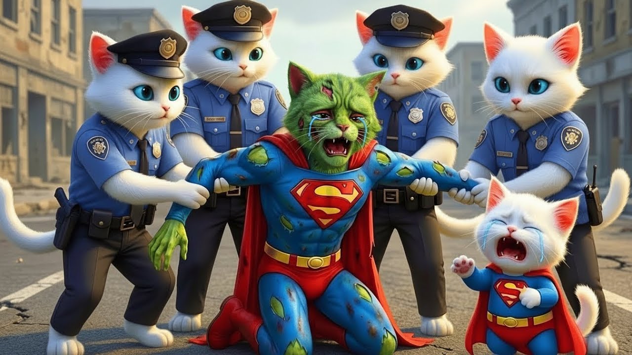 OMG ! How The Kitten Faced The Zombie Superman Breaking In | CAT STORY