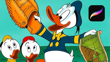 How to draw a Donald Duck comic book cover with Procreate (SPEEDPAINT)