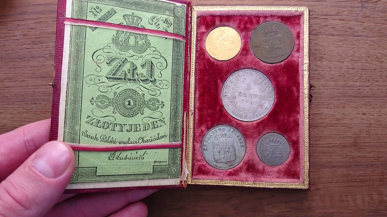 Powstanie Listopadowe 1830-1831. Pamiątkowe pudełko z monetami i banknotem - Aukcja Niemczyk