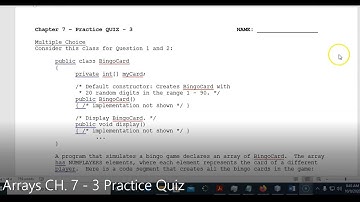 JAVA - Lesson #93 - APCSA - Arrays CH.  7-3 Practice Quiz