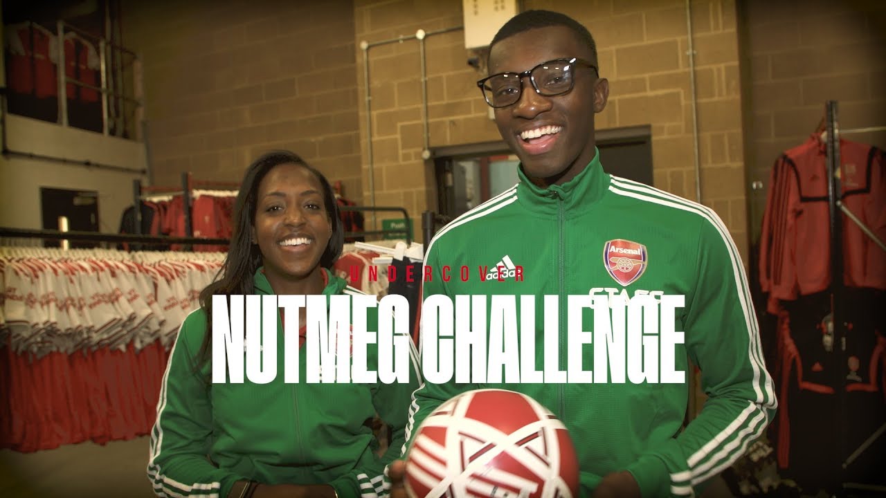 🥜 NUTMEG CHALLENGE | Eddie Nketiah & Danielle Carter go undercover in The Armoury お嬢様