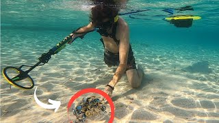 Gold & Diamond Jewelry Found Underwater at Billionaires Beach! ( Metal Detecting Underwater)