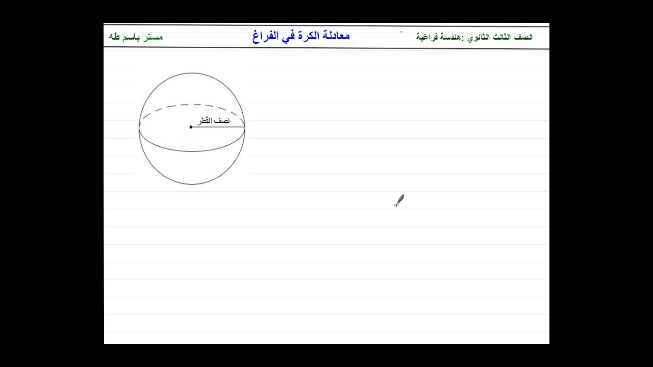 معادلة الكرة في الفراغ النظام الاحداثي في ثلاثة ابعاد الجزء الثاني هندسة فراغية الصف الثالث الثانوي