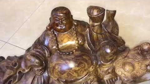 Tượng phật Di Lặc gỗ cẩm lông chuột vân veo như gỗ sưa