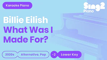 Billie Eilish - What Was I Made For? (Lower Key) Piano Karaoke