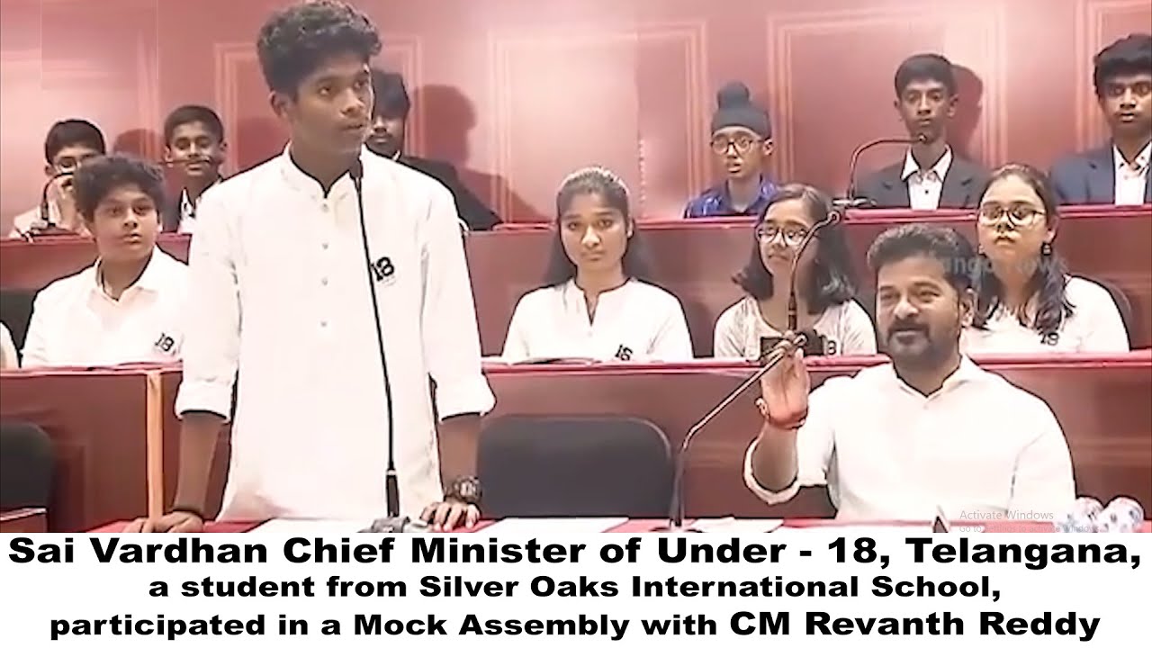 Under 18 CM Sai Vardhan participated in a Mock Assembly session with Chief Minister Revanth Reddy