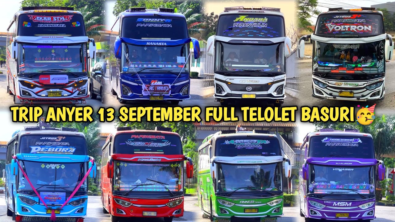 RAME FULL BUS TELOLET BASURI🥳 Hunting Bus Trip Anyer Di Rest Area KM 68👏