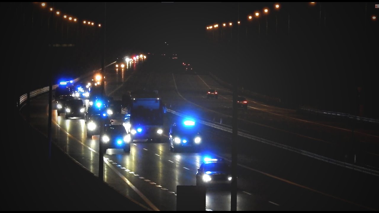 ALARMOWO TRZECH PREZYDENTÓW - WYJAZD I PRZEJAZD KOLUMNY SOP, POLICJI I ZRM AUTOSTRADĄ NA PRZEMYŚL