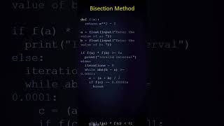 Bisection Method in Python Explained #numericalmethods #shorts #shortsfeed #roots