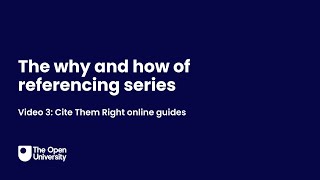 Referencing Series: Cite Them Right online guides
