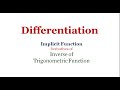 Differentiation-Derivatives of inverse trigonometric function -Definition of implicit function
