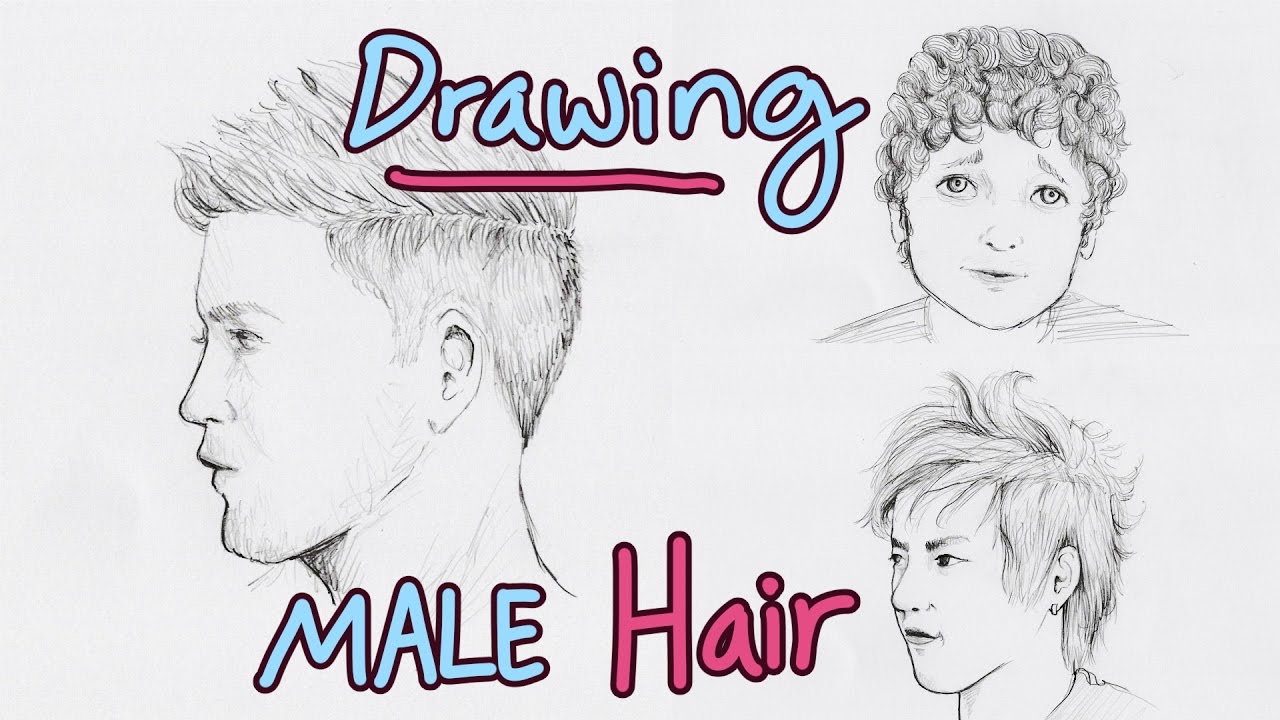How to Draw 3 Male Hair Styles - YouTube