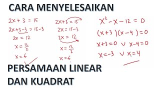 Video ini menjelaskan cara menyelesaikan beberapa persamaan, baik
persamaan linear maupun kuadrat.