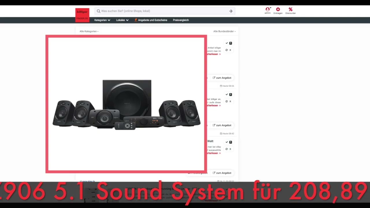 Schnäppchen/Billiger des Tages 27.11.25 - Logitech Z906 5.1 Sound System