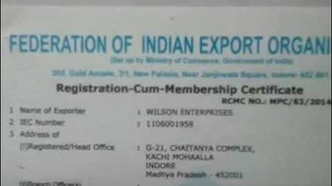 Export Import Training Part 25 RCMC FIEO certificate