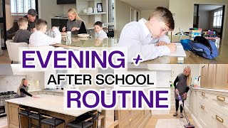 EVENING ROUTINE + AFTER SCHOOL with 3 KIDS | Cleaning, Dinner, Homework + more | Emily Norris AD