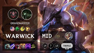 Warwick Mid vs Corki - NA Grandmaster Patch 10.15