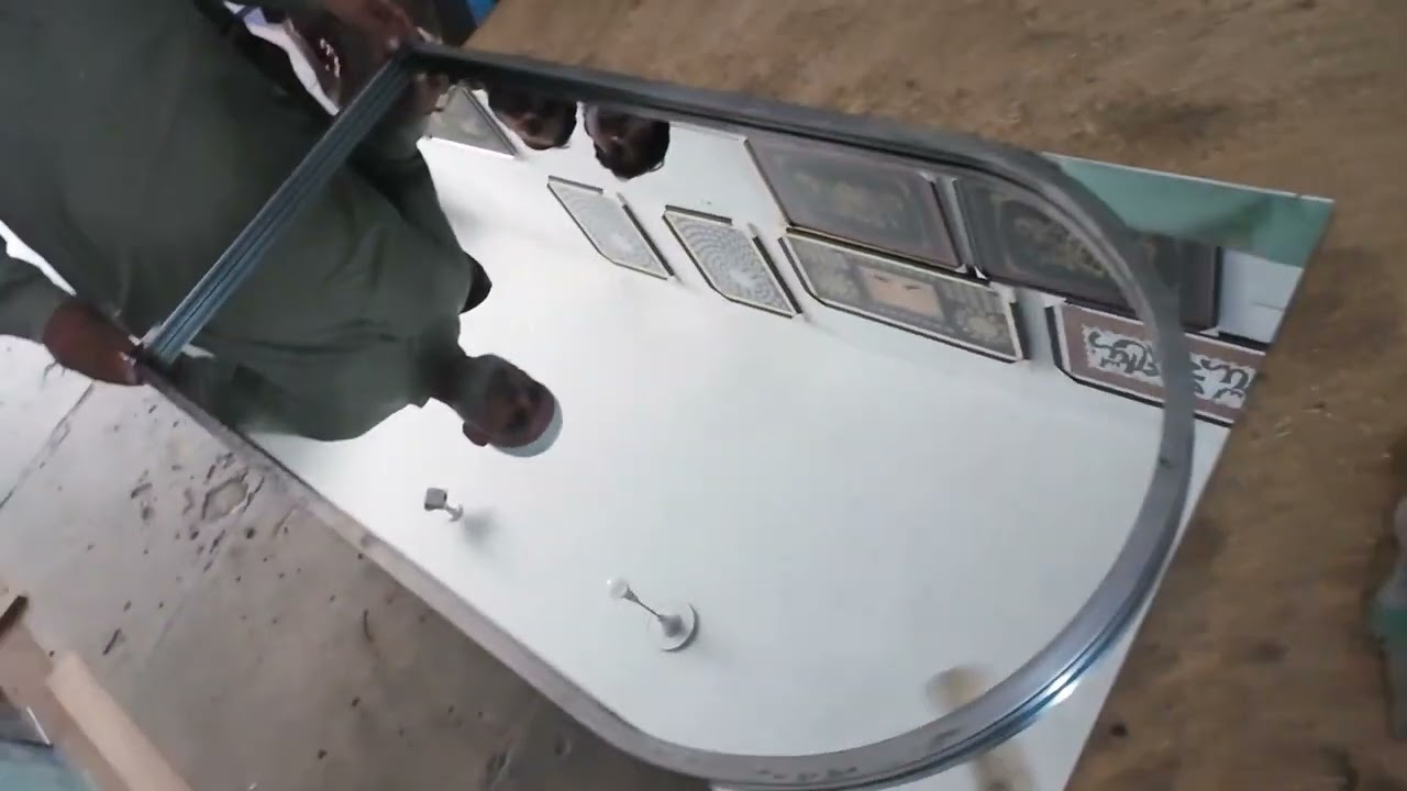 Large Size Mirror Round shape cutting with hand #GlassyCrafts