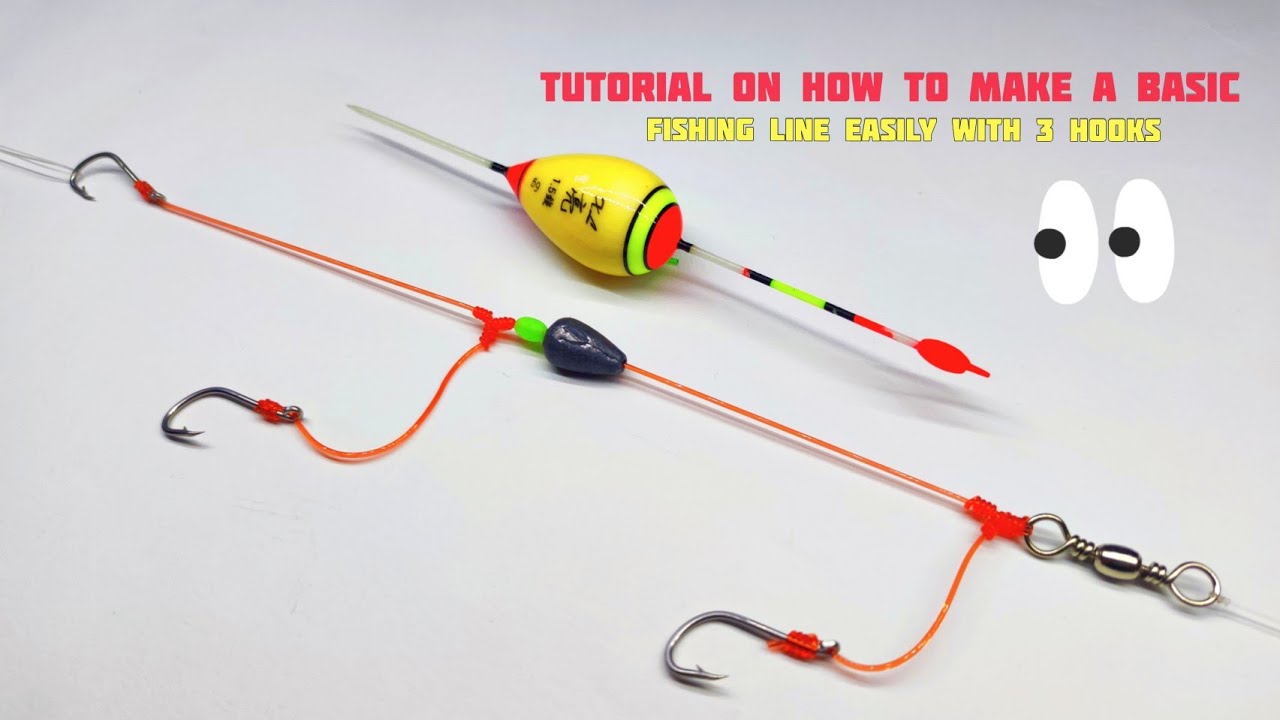 Tutorial on how to make a basic fishing line easily with 3 hooks YouTube