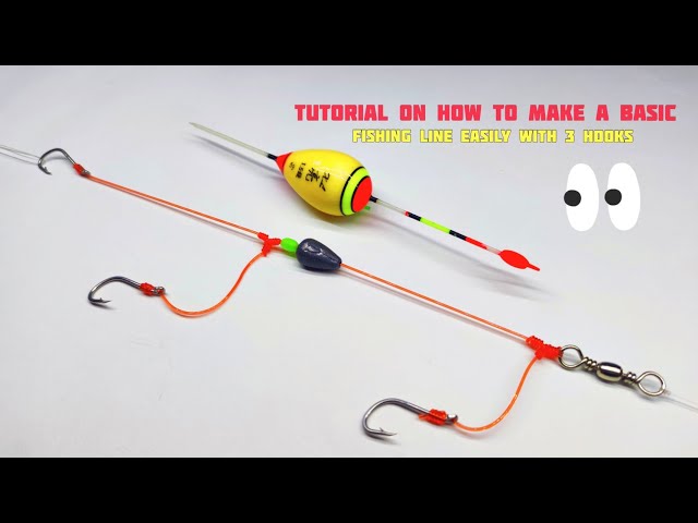 Tutorial on how to make a basic fishing line easily with 3 hooks 