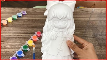 Tô tượng công chúa tóc dài với 6 hũ màu nước và 6 hũ cát, ống tiết kiệm 2 trong 1 (ChimXinh channel)