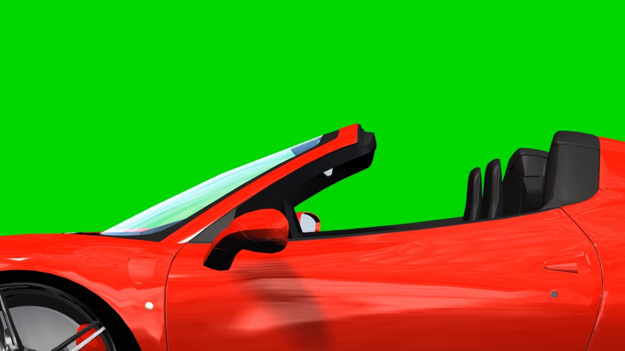 Red convertible sports car drive animation green screen free use