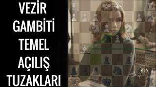 ÜNLÜ NETFLIX DİZİSİNE İSMİNİ VEREN VEZİR GAMBİTİ TEMEL TUZAKLAR VE ÜÇGEN TAKTİĞİ