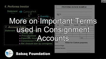 More on Important Terms used in Consignment Accounts, Accounting Lecture | Sabaq.pk