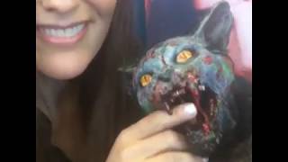 Ashley Laurence with zombie cat Ashley Laurence with zombie cat