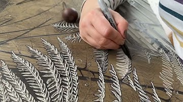 Carving ‘House of Ferns’ Large Linocut Print