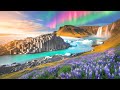 Iceland nature in 4k udrone film  relaxing piano music for stress relief sleep spa yoga cafe