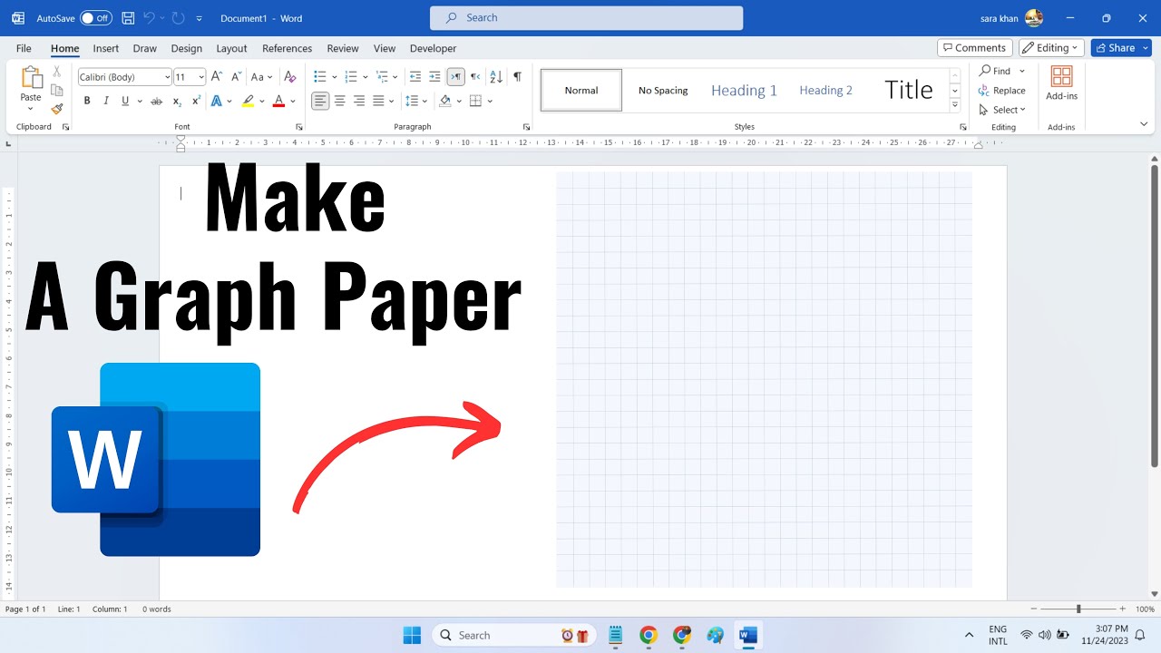 How to make a grid paper or graph paper in Microsoft word - YouTube