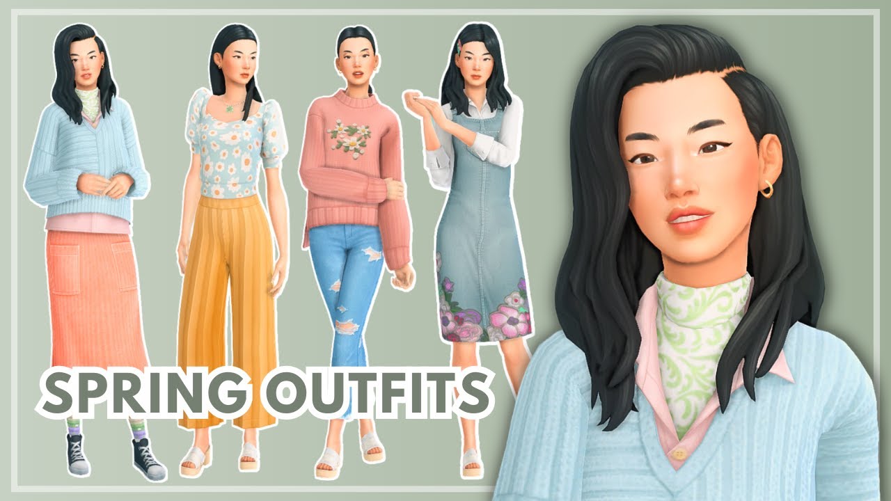 Spring Outfits No CC The Sims 4 CAS YouTube