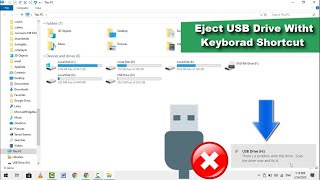 how to eject a usb drive with a keyboard shortcut on windows 10