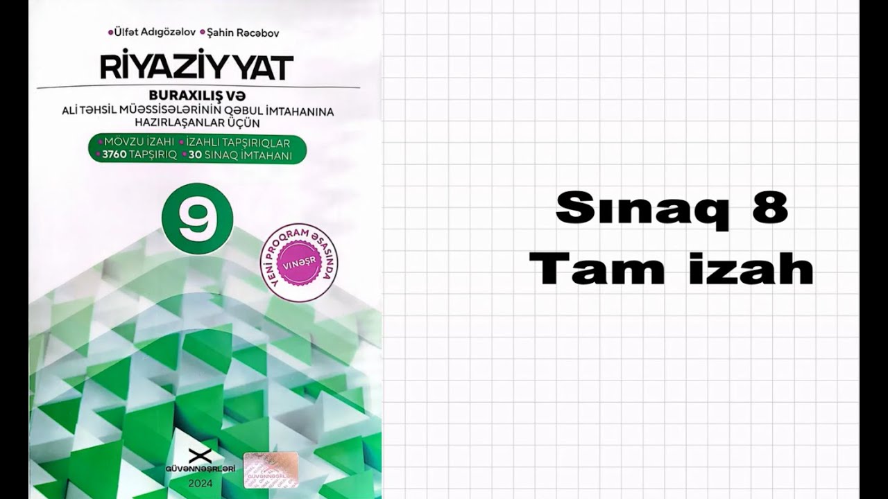 Güvən Riyaziyyat 9-cu sinif sınaq 8