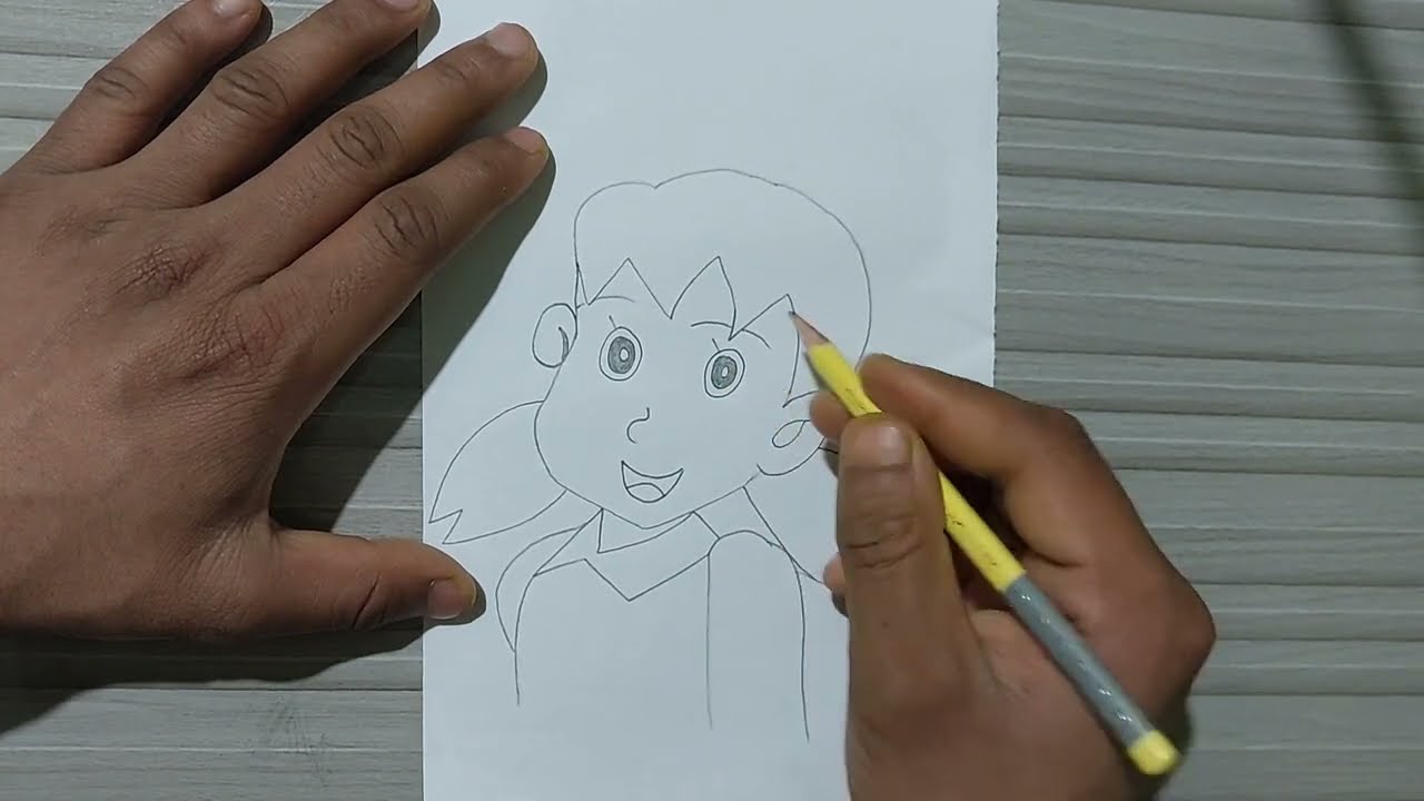 How to Draw Shizuka easy step || Doraemon cartoon, drawing ideas for beginners 