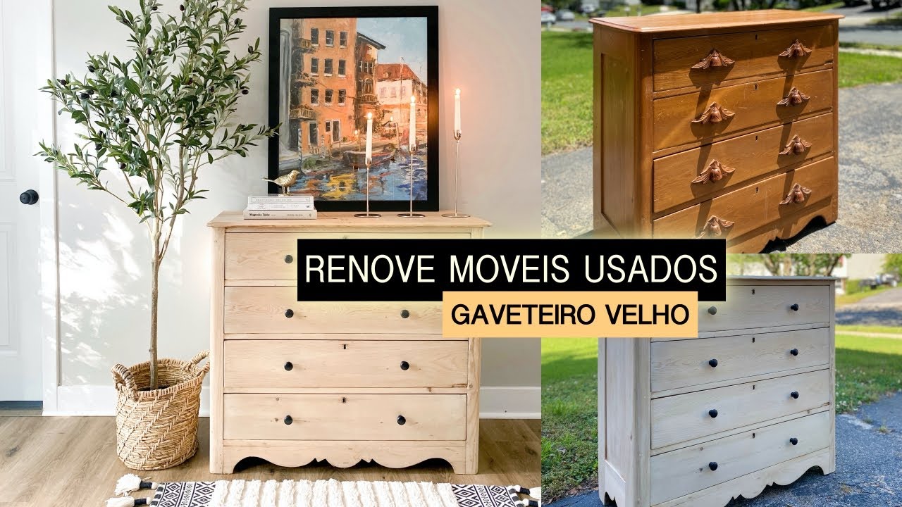 COMO REMOVER VERNIZ E TINTA DE MÓVEIS VELHOS DE MADEIRA: Renovar Móveis Antigos com Cloro|Casa Davis