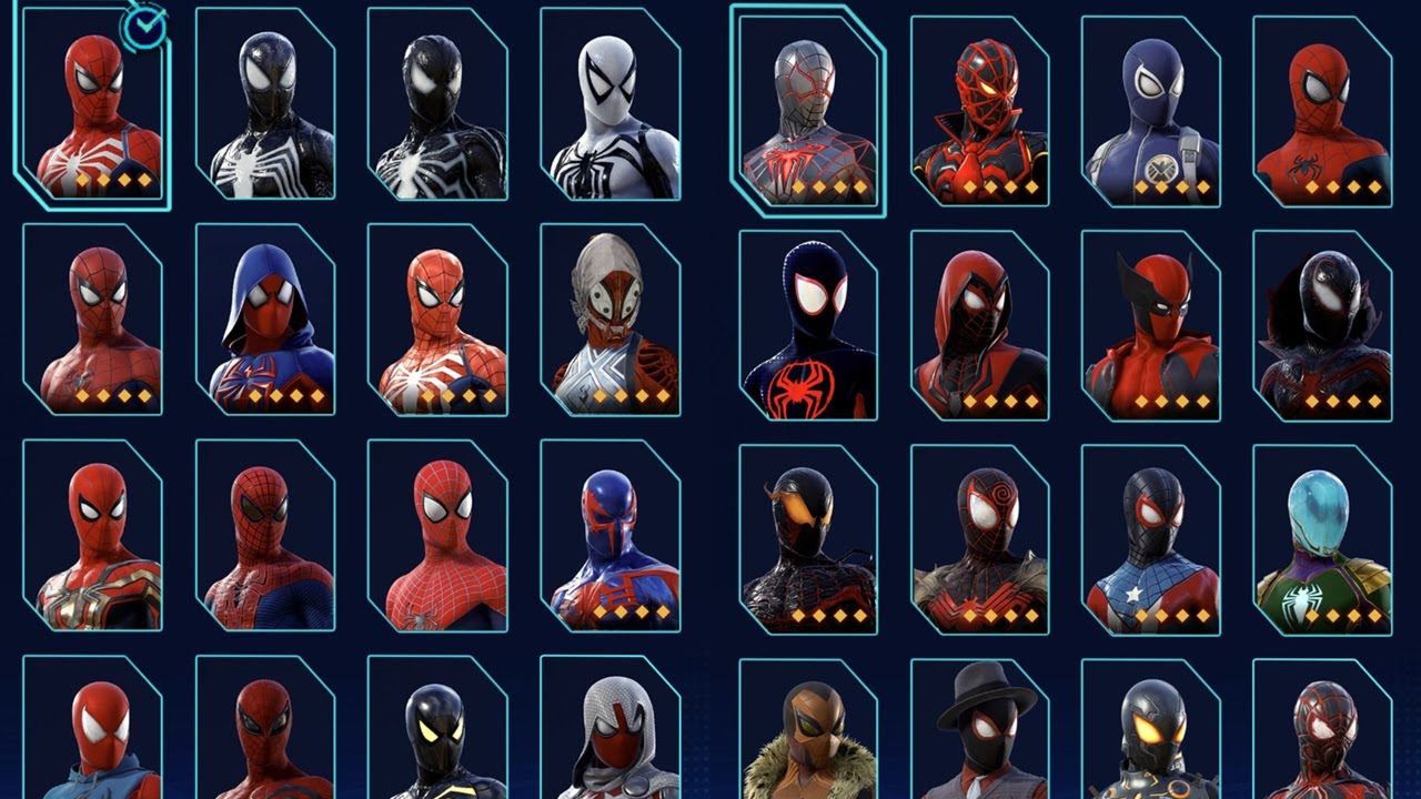 スパイダーマン2】スーツ全種類 ピーター＆マイルズ 特典スーツ含