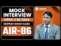 Deepesh singh kaira air 86  upsc 2023 topper mock interview  igp program  onlyias