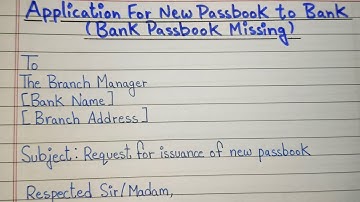 How to Write An Application For New Passbook | Bank Passbook Missing Application in English 