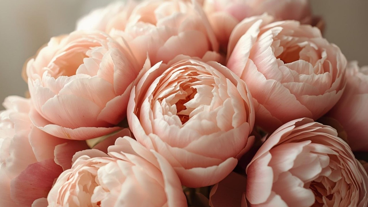 Bouquet Of Blush Peonies Botanical Floral Vintage Painting | Frame TV Art | 2-Hour Screensaver